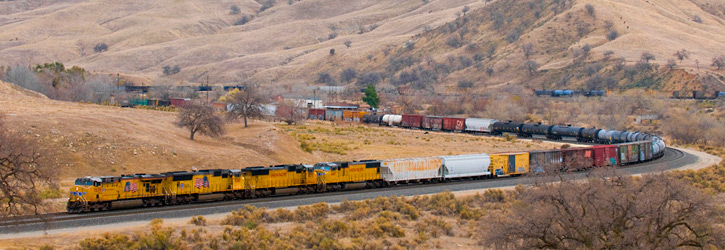 Freight train in hills