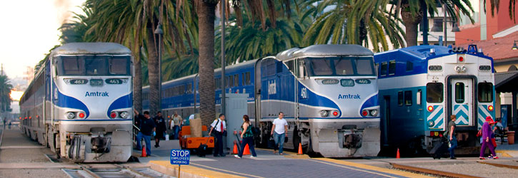 Rail trains in the city